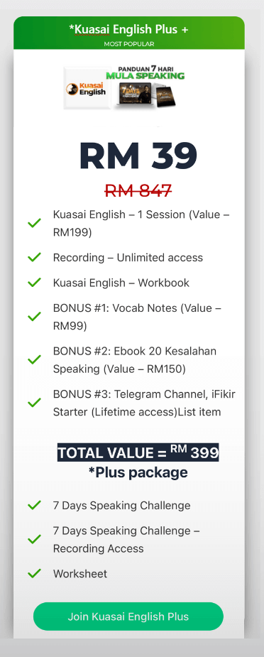 Kuasai English Plus Package 1